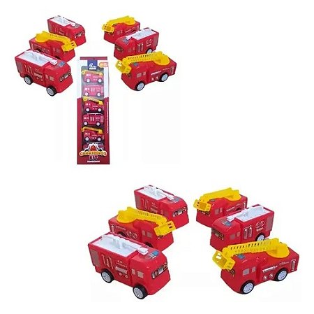 Kit Carrinhos Pack Bombeiro Fricção - Fenix Brinquedos