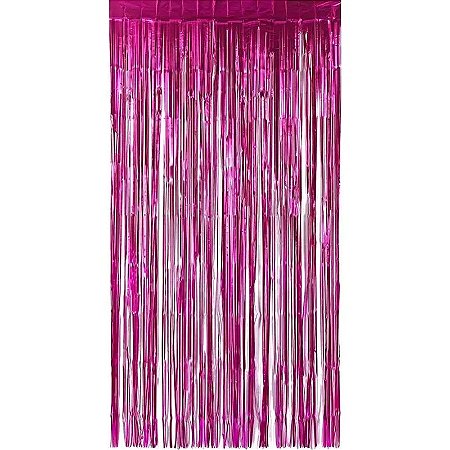 Cortina Metalizada Pink 1M X 2M - Partiu Festa