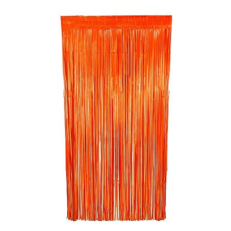 Cortina Metalizada Laranja Neon 1M X 2M - Partiu Festa