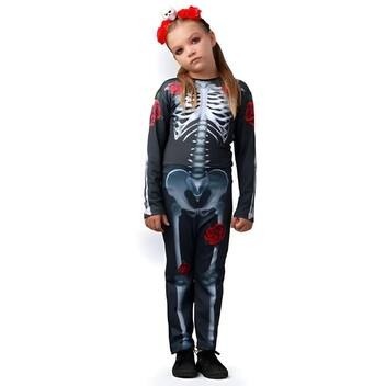 Fantasia Caveira Mexicana Estampado Infantil G - Sulamericana Fantasias
