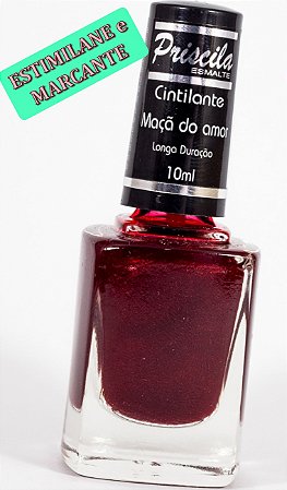 COR MAÇA DO AMOR - ESMALTE DE UNHA PRISCILA - QUALIDADE, BRILHO e DURABILIDADE