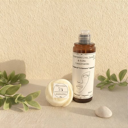 🌿Kit Start – Cuidado Essencial (Shampoo líquido crespo ou ondulado / liso e condicionador em barra universal)