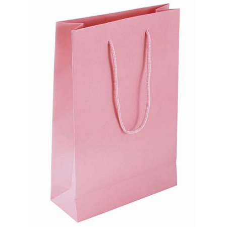 Sacolas de papel Rosa Bebê 25x17x6 cm