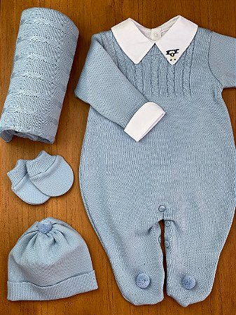Saída maternidade masculina azul bebê | macacão