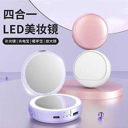 Espelho de Maquiagem LED com Ampliação 1x e 10x