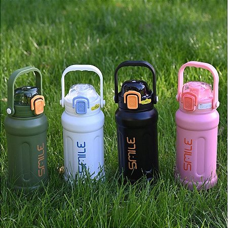 Garrafa de Água de Grande Capacidade com Canudo Portátil - 800ml