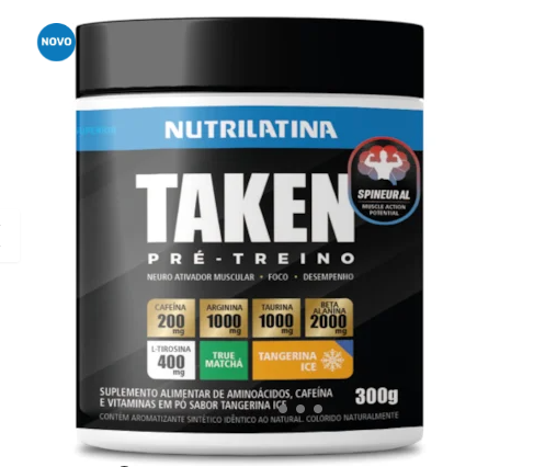 Pré Treino Taken Tangerina Ice 300g - Nutrilatina