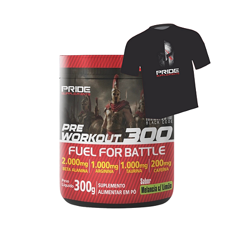 Pré Workout 300 Fuel For Battle 300g Melancia com Limão + Camisa Gratis
