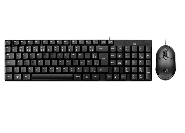 Kit Teclado E Mouse Com Fio Conexão Usb Preto