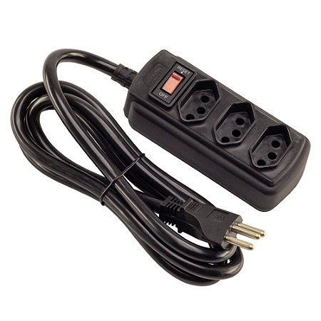 Filtro De Linha Force Line 3 Tomadas 1,5m Preto