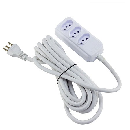 Extensão Force Line 3 Tomadas Tripolar 3m Branco