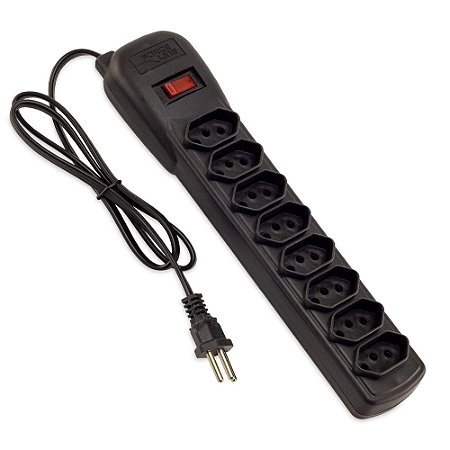 Filtro De Linha Force Line 8 Tomadas 80 cm Preto