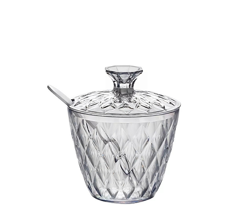 Açúcareiro Plasútil Em Acrílico Com Tampa E Colher