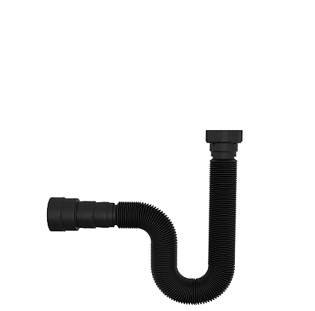 Sifão Universal Sanfonado 1,10m Preto C/ Canopla Blukit