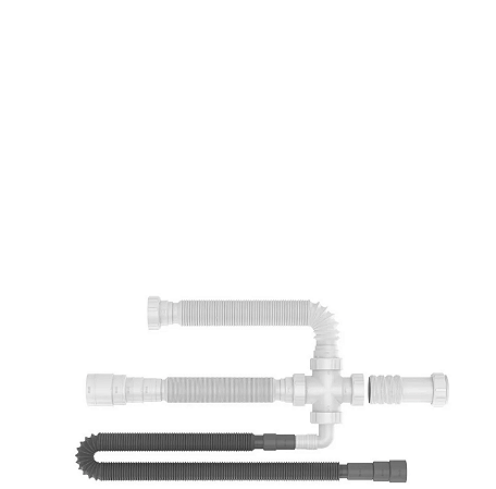 Conexão Tripla Cuba Dupla Mangueira Branco Blukit