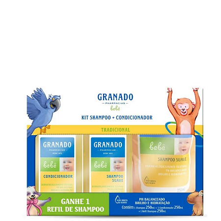 Kit Bebê Shampoo, Cond. E Refil 250ml Granado