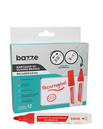 Marcador de Quadro Branco Rec. Vermelho C/ 12un Bazze