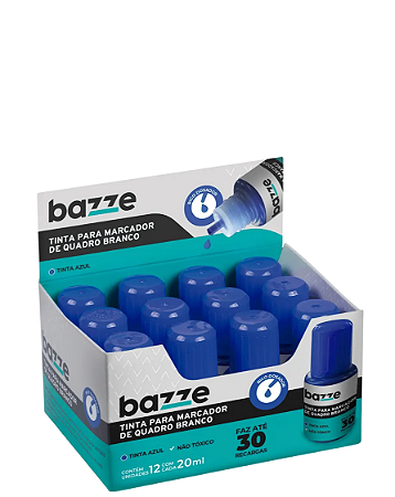 Tinta Marcador de Quadro Branco 20ml Azul C/12 un Bazze