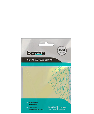Notas Autoadesivas 76mm X 76mm 100 Fls Amarelo Bazze