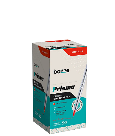 Caneta Esferográfica Prisma 1.0mm Vermelha C/50 un Bazze