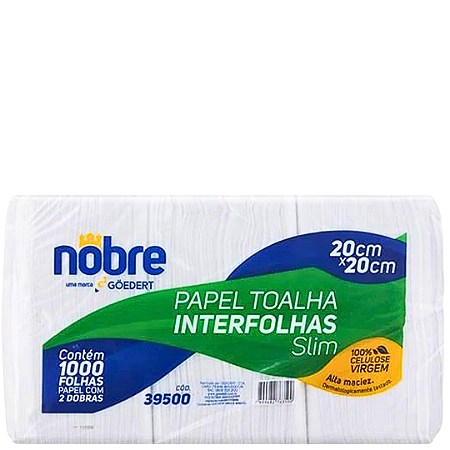 Papel toalha interfolha c/1000fls 20x20cm Slim Nobre