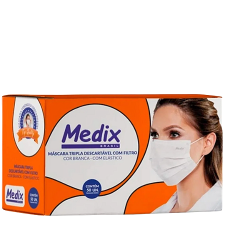 Máscara Cirúrgica Medix Tripla Com Elástico 50 Unidades