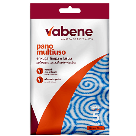 Pano Multiuso Pacote 5 panos Azul Vabene