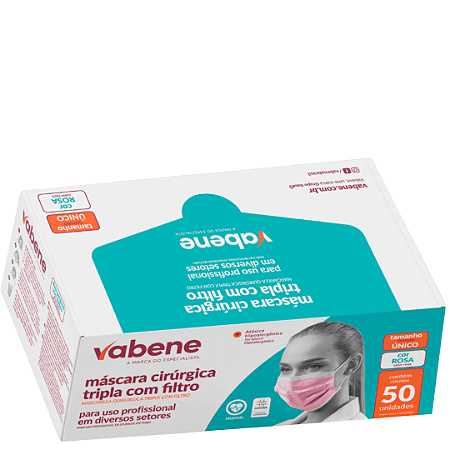Máscara Tripla Rosa 50 und. Vabene