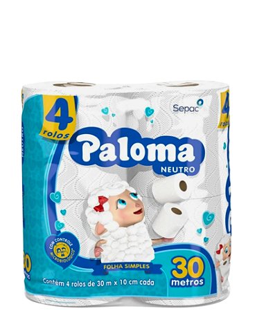 Papel Higiênico Paloma Folha Simples 4 Rolos 30X10cm