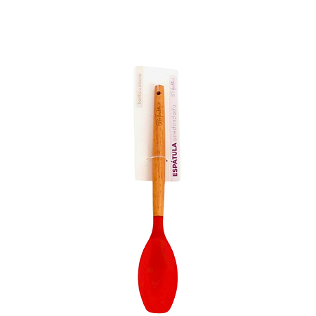Espátula Arredondada Em Madeira E Silicone