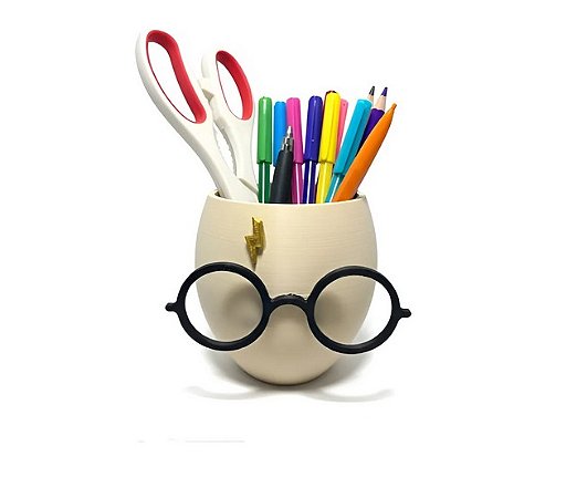 Porta Caneta Geek Estilo Bruxo Raio E Óculos Impressão 3D