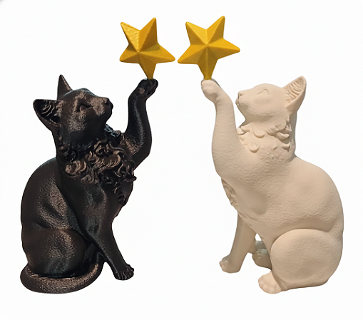 Estátua Gato Com Estrela Decorativa 10cm