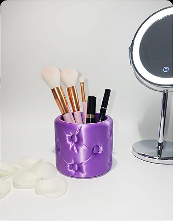 Organizador Porta Pincéis Capitonê Roxo 9x7cm