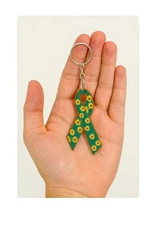 Chaveiro Laço Girassol Autismo Verde 4,5x4,5