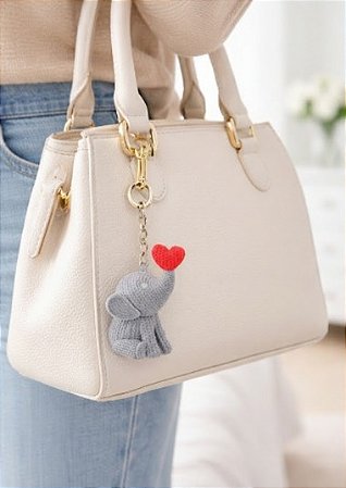 Chaveiro Elefante Baby Estilo Tricô - Luxo Em Termoplástico Cinza