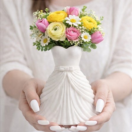 Vaso Decorativo Vestido Branco Impressão 3D