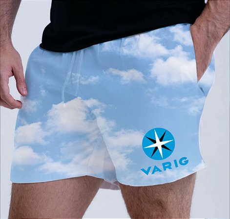 SHORT ESPORTIVO SKY COM LOGO VINTAGE VARIG