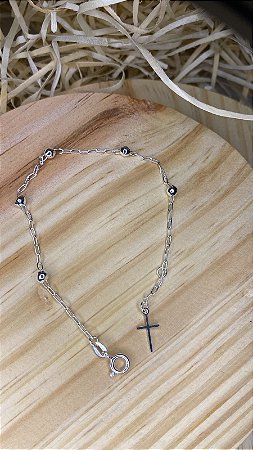 Pulseira Bolinhas e Cruz