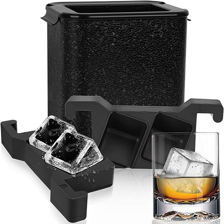 Forma de Gelo Whisky Sem Bolhas Cubo Cristal 2 Cavidades