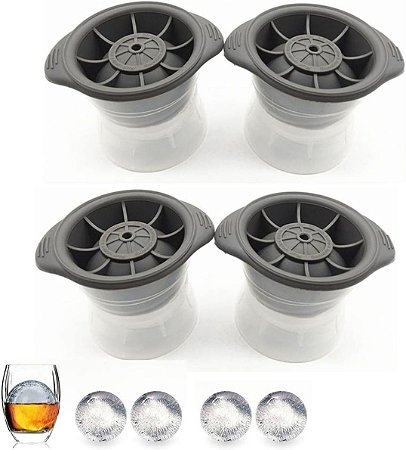 Combo 4 Formas De Gelo Esfera Grande 8CM Para Drink Whisky Coquetel