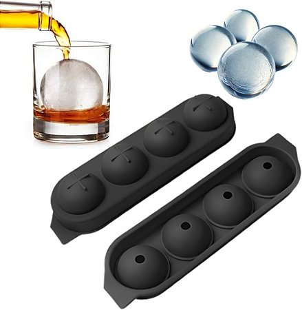 Forma de Gelo Redonda Para Drink Whisky 4 Esferas Grandes