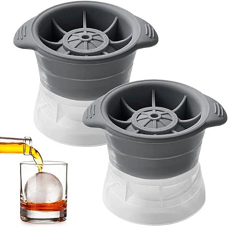 Conjunto com 2 Moldes de Gelo Esférica Ideal para Diversas Bebidas