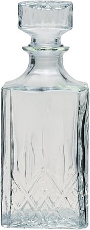 Mimo Style Garrafa de Vidro para Whisky 900ml Decanter com Tampa Quadriculada Hermética