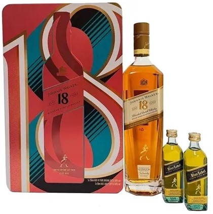 Whisky Johnnie Walker 18 anos 750ml com 2 miniatura Blue Label 50ml