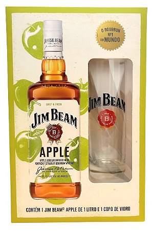 Whisky Jim Beam Apple 1L + Copo Personalizado