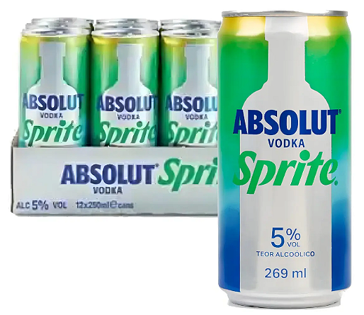 Drink Vodka Absolut Sprite Lata 269ml C/ 6 unidades