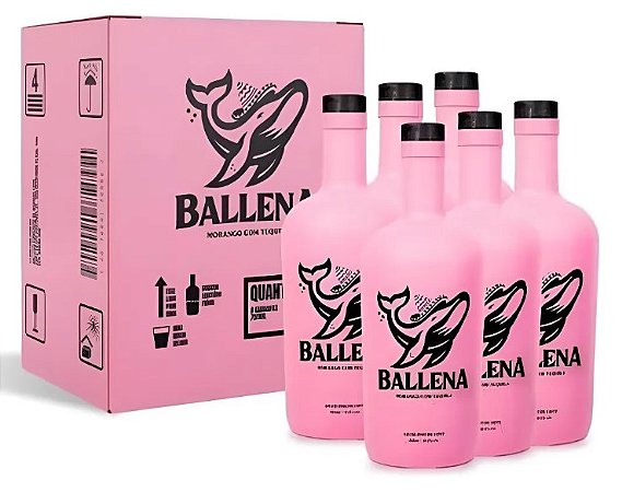 Caixa c/ 6 Licor Ballena Creme De Morango com Tequila 750ml