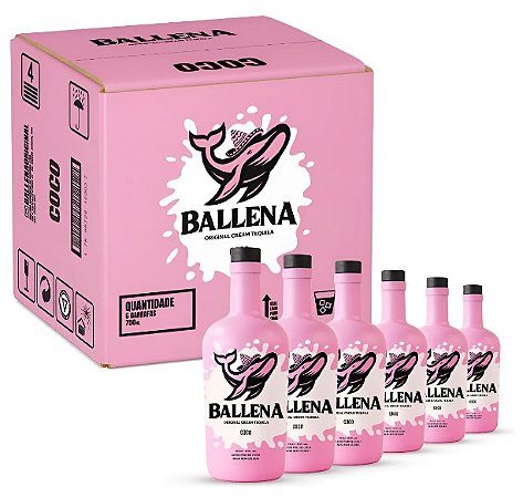 Caixa c/ 6 Licor Ballena Creme De Coco com Tequila 750ml