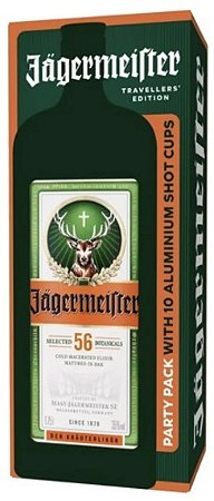 Kit Licor Aperitivo Jagermeister 1750ml + 10 copos alumínio