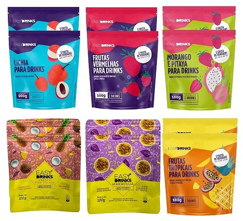 Kit 12x Sachês Preparo Líquido E Pedaços De Fruta Easy Drinks